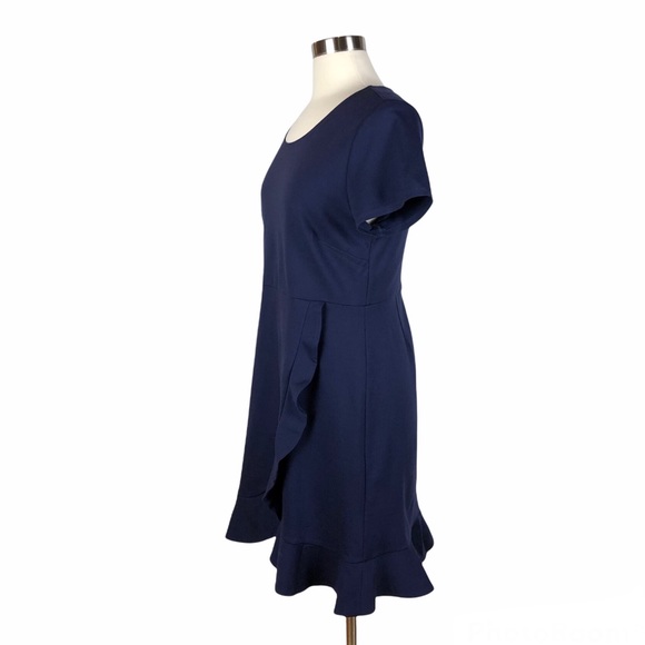 Lark & Ro Blue Faux Wrap Ruffle Dress - Picture 2 of 12